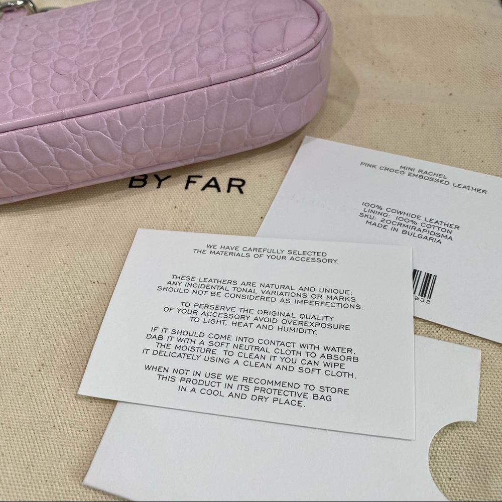 By Far Mini Rachel Pink Embossed Leather - Picture 3 of 4